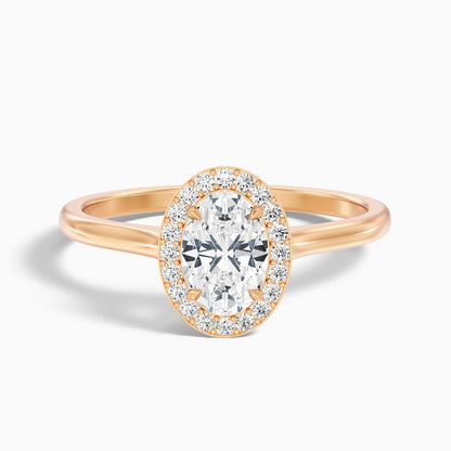 Carol 2.5 Carat Oval Cut Halo Lab Grown Engagement Ring in 10k White Gold