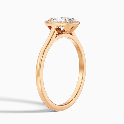 Kyra 1 Carat Oval Cut Halo Moissanite Diamond Ring in 14k White Gold