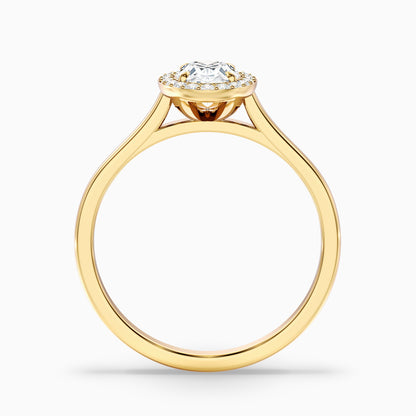 Carol 1.5 Carat Oval Cut Halo Lab Grown Engagement Ring in 10k Yellow Gold