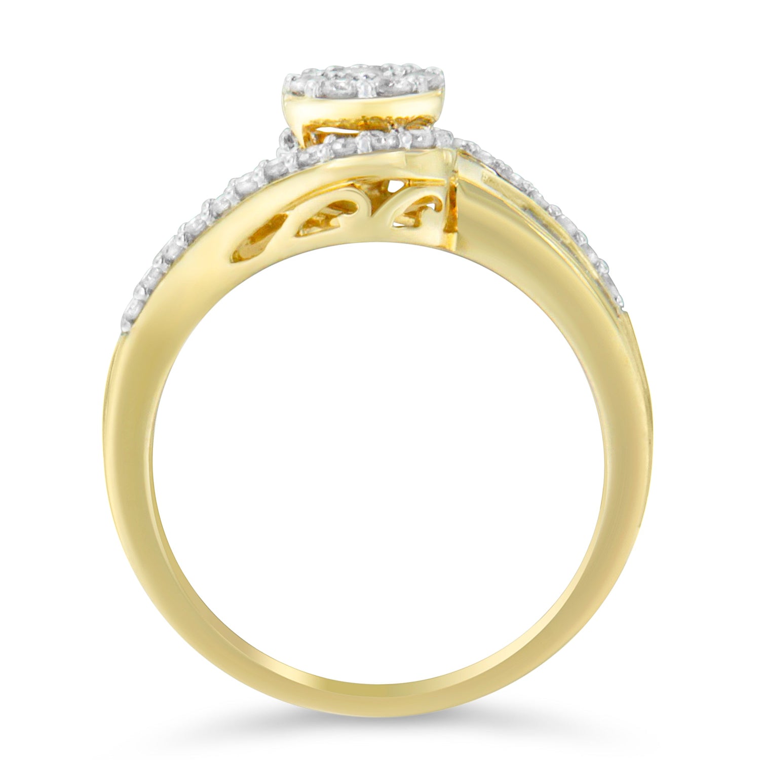 10K Yellow Gold Diamond Cluster Ring (1/2 Cttw, I-J Color, I2-I3 Clarity) - Size 6 by Bids.com