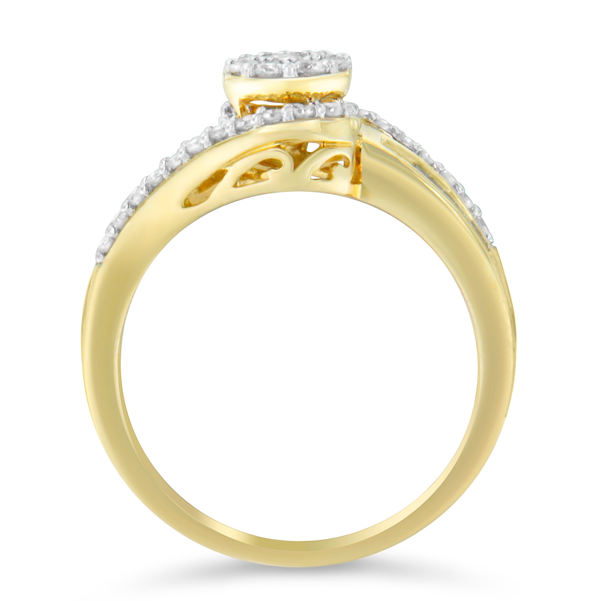 10K Yellow Gold Diamond Cluster Ring (1/2 Cttw, I-J Color, I2-I3 Clarity) - Size 6 by Bids.com