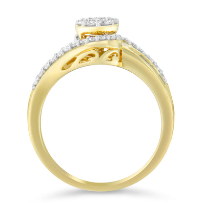 10K Yellow Gold Diamond Cluster Ring (1/2 Cttw, I-J Color, I2-I3 Clarity) - Size 6 by Bids.com