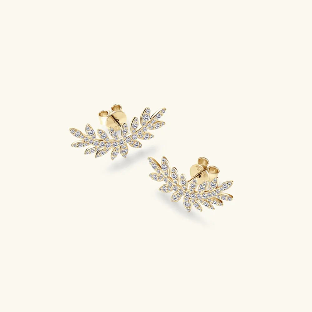 Sparkala™ 925 Sterling Silver Leaf Shape Stud Earrings by Sparkala