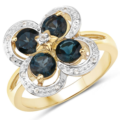 1.76 Carat Genuine London Blue Topaz and White Topaz .925 Sterling Silver Ring by Bids.com