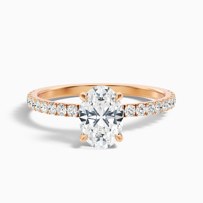 Eliza 4.5 Carat Oval Hidden Halo Moissanite Diamond Ring in 18k Yellow Gold
