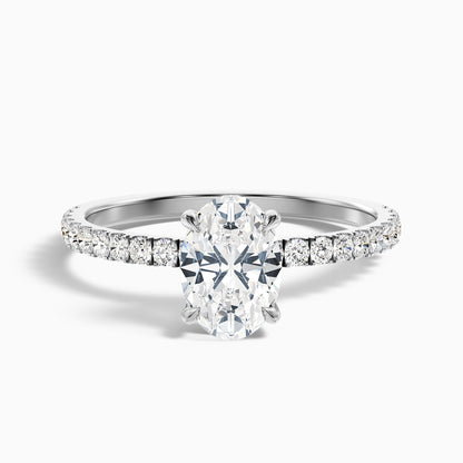 Eliza 3 Carat Oval Hidden Halo Moissanite Diamond Ring in 10k Yellow Gold