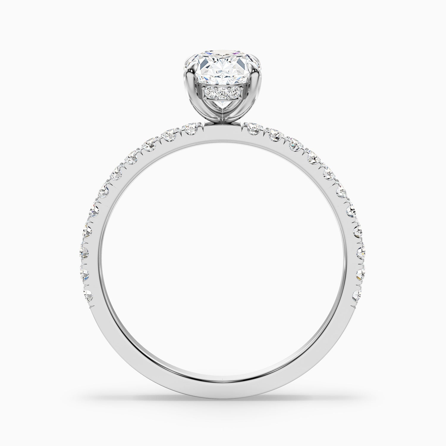 Eliza 3 Carat Oval Hidden Halo Moissanite Diamond Ring in 14k Yellow Gold