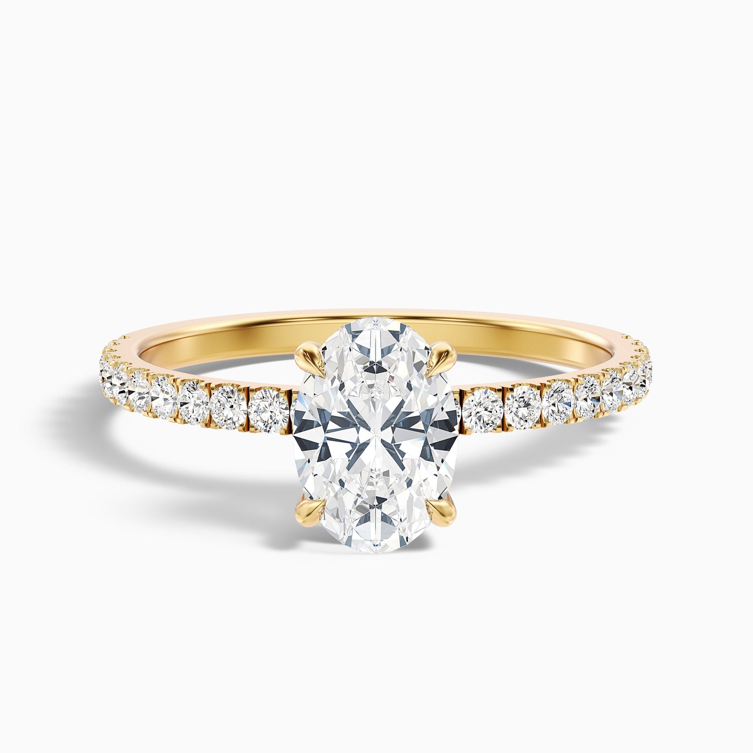 Eliza 5 Carat Oval Hidden Halo Moissanite Diamond Ring in 10k Yellow Gold