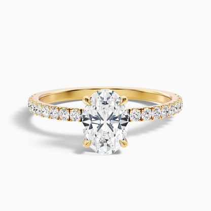 Eliza 1.5 Carat Oval Hidden Halo Moissanite Diamond Ring in 925 Sterling Silver