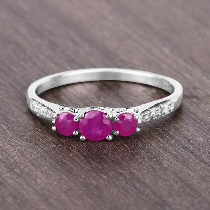 0.61 Carat Genuine Ruby and White Diamond 14K White Gold Ring by Bids.com