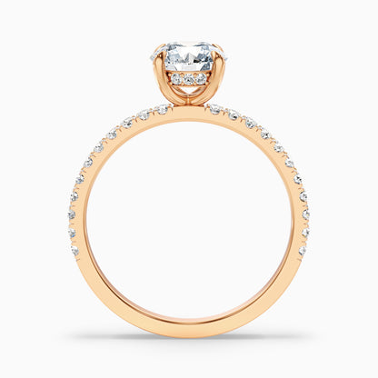 Nora 3.5 Carat Round Hidden Halo Pave Moissanite Diamond Ring in 18k Rose Gold
