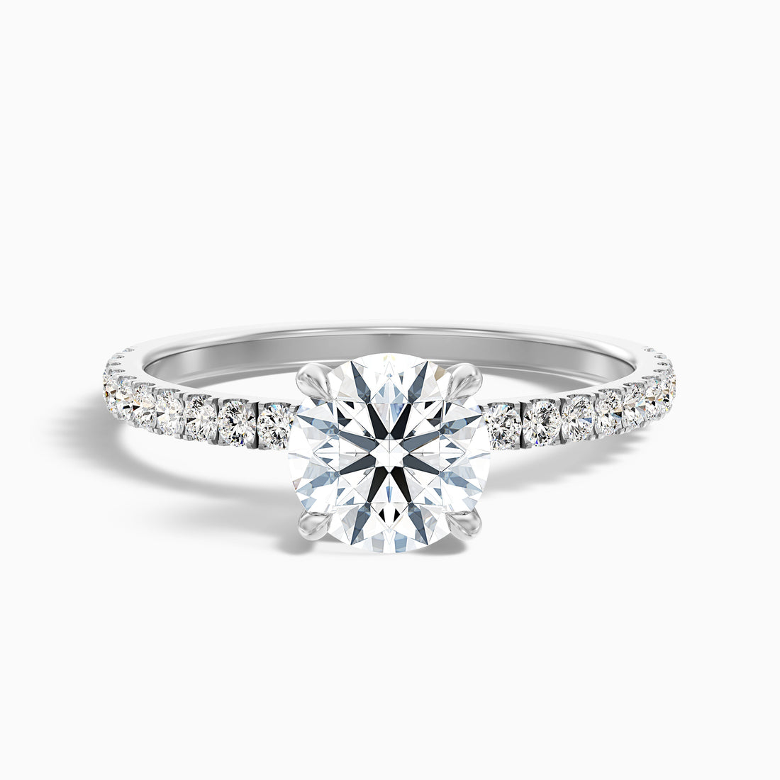 Claire 2.5 Carat Round Hidden Halo Pave Lab Grown Engagement Ring in 14k White Gold  DestGlow
