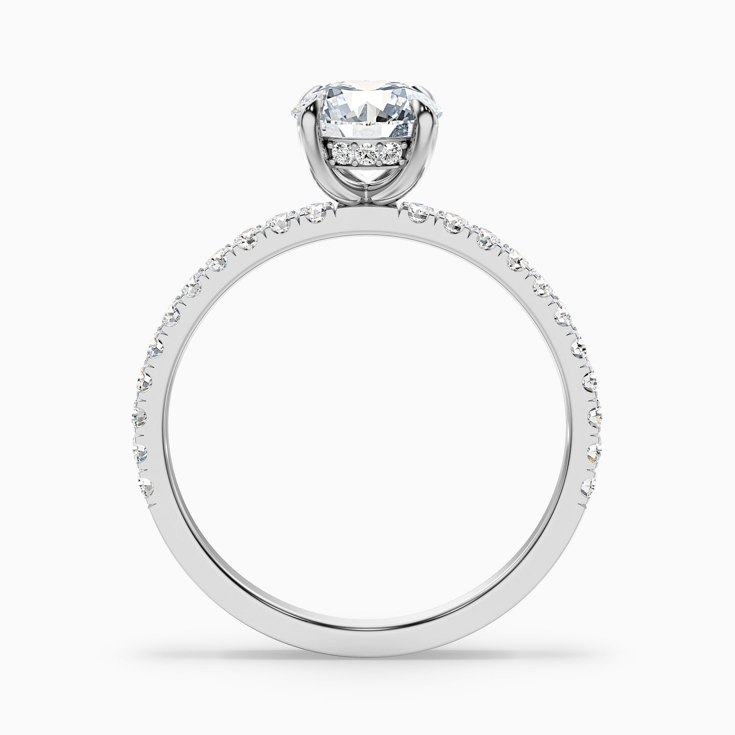 Claire 3.5 Carat Round Hidden Halo Pave Lab Grown Engagement Ring in 10k White Gold