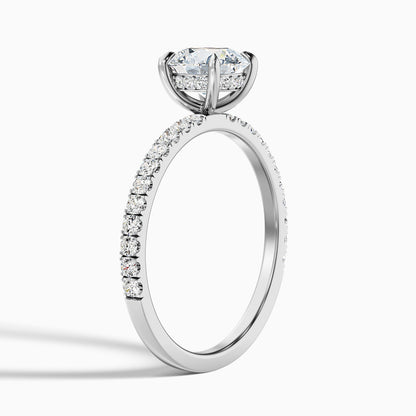 Nora 5 Carat Round Hidden Halo Pave Moissanite Diamond Ring in 10k White Gold