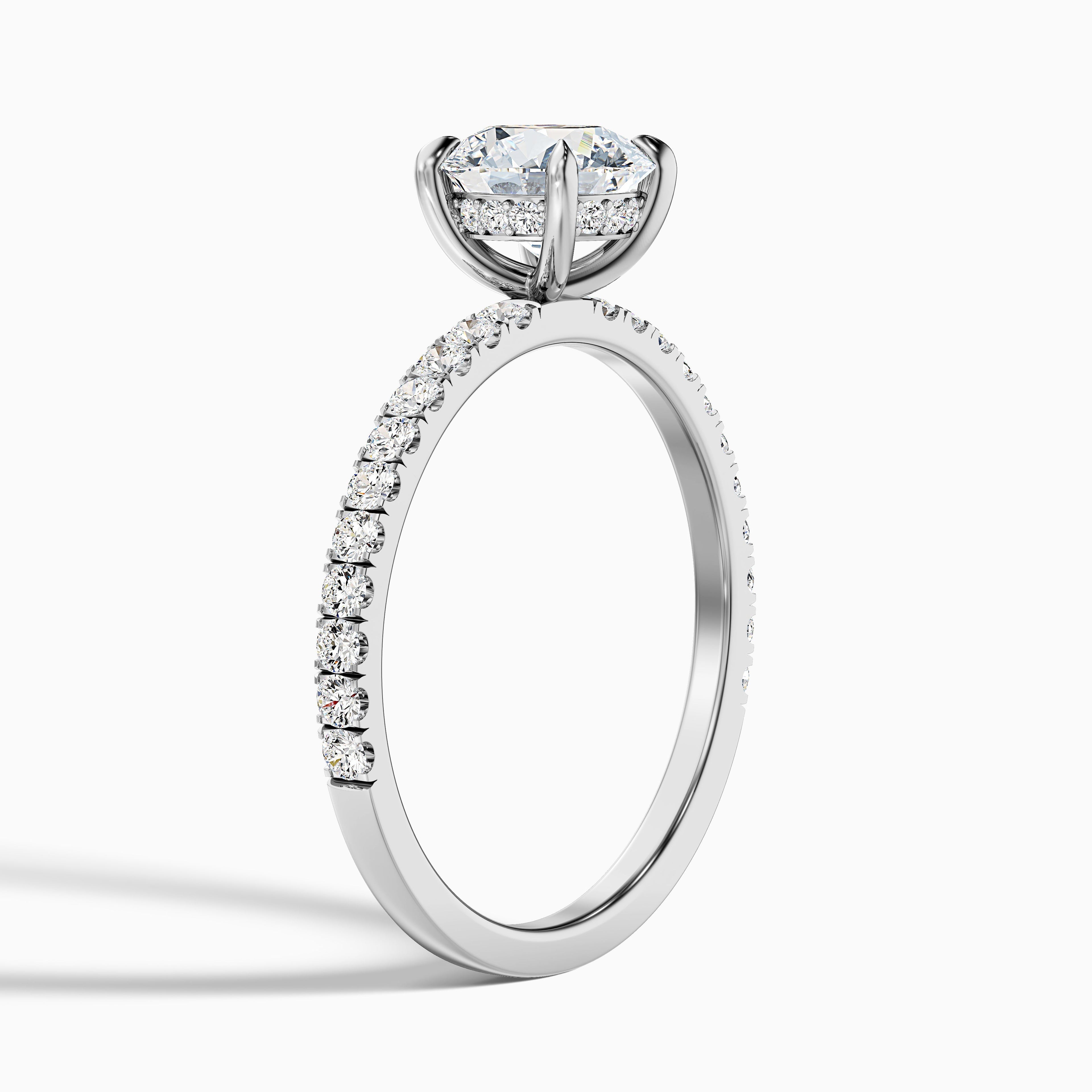 Claire 1 Carat Round Hidden Halo Pave Lab Grown Engagement Ring in 14k White Gold