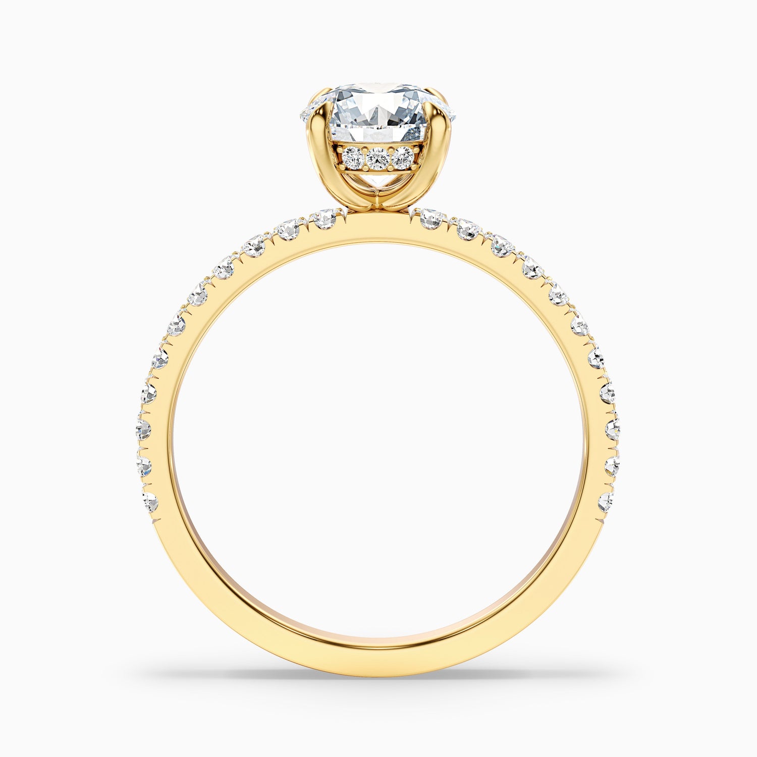 Claire 1.5 Carat Round Hidden Halo Pave Lab Grown Engagement Ring in 18k Yellow Gold