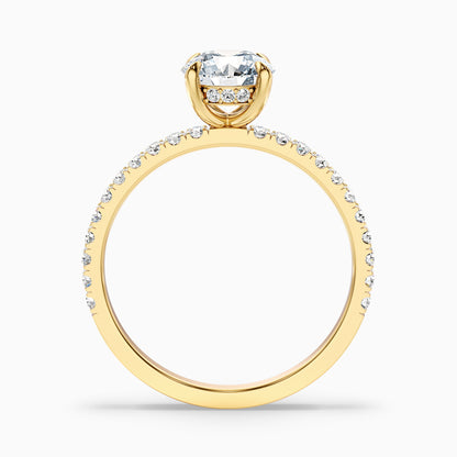 Nora 3.5 Carat Round Hidden Halo Pave Moissanite Diamond Ring in 14k Yellow Gold