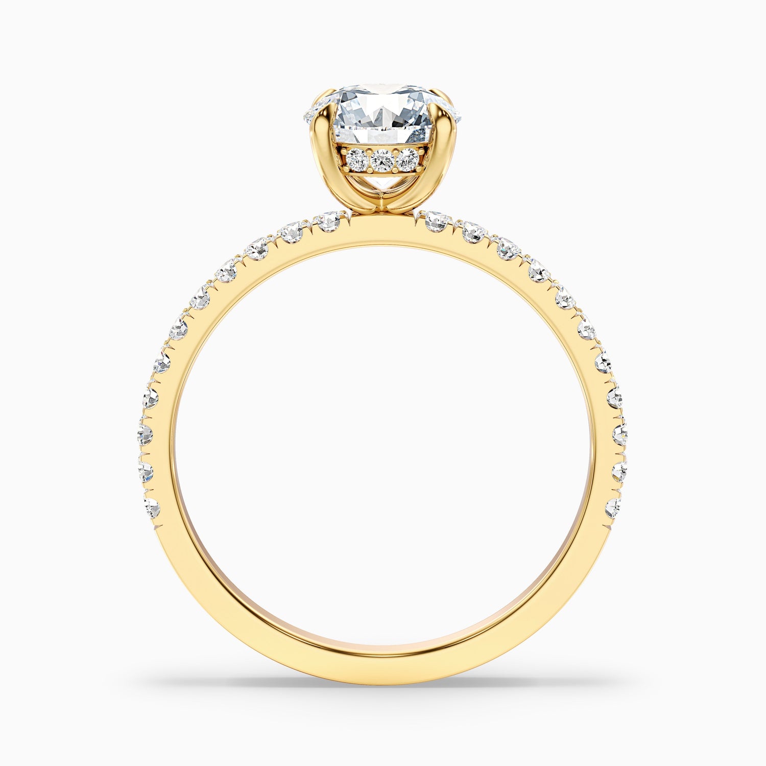 Claire 2.5 Carat Round Hidden Halo Pave Lab Grown Engagement Ring in 10k Yellow Gold  DestGlow