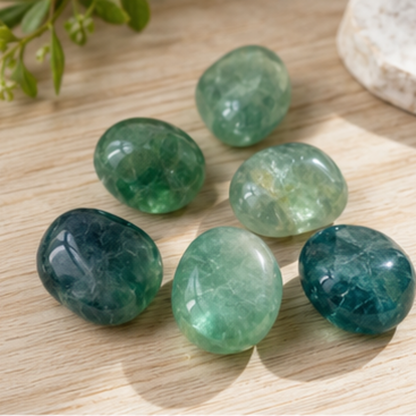 Green Fluorite Tumbled Crystals (Bring Balance and Clearing)  DestGlow