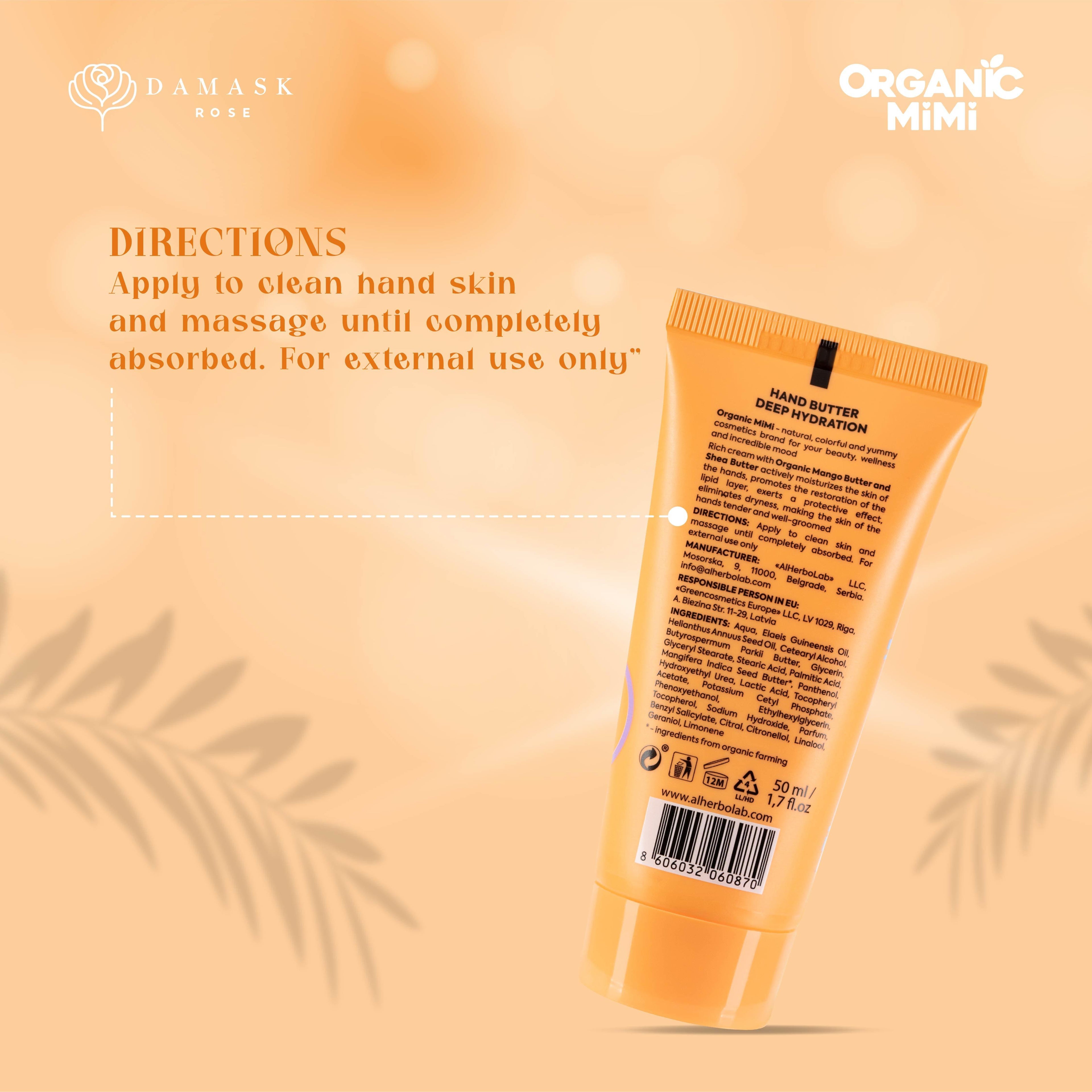 Organic Mimi, Hand Butter Deep Hydration, 50 ml by Damask Rose