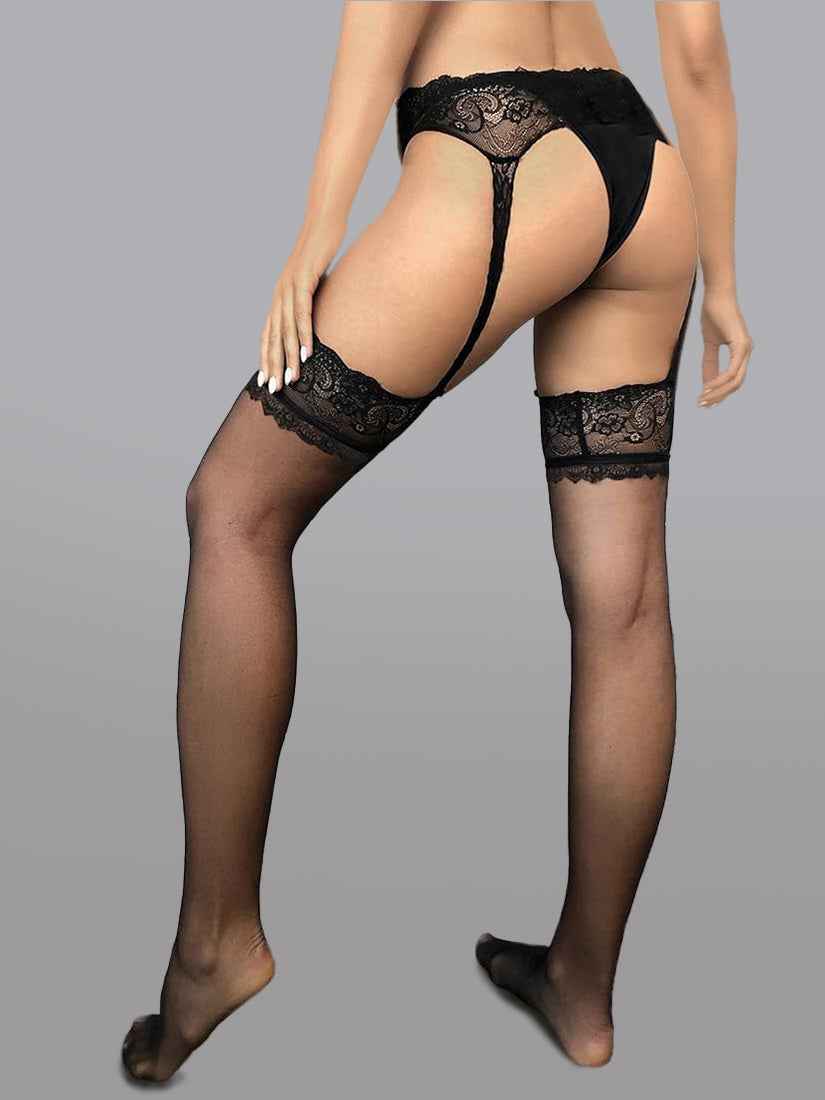 Garter Belt With Lace Stockings