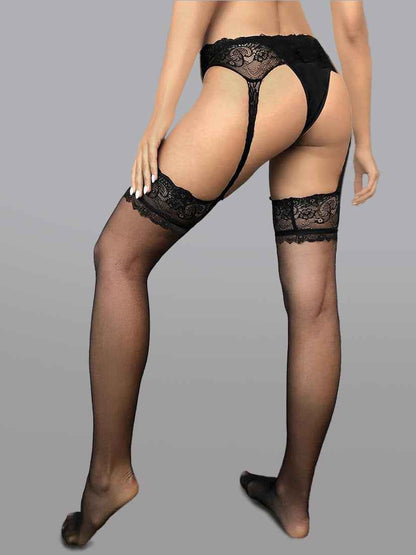 Garter Belt With Lace Stockings