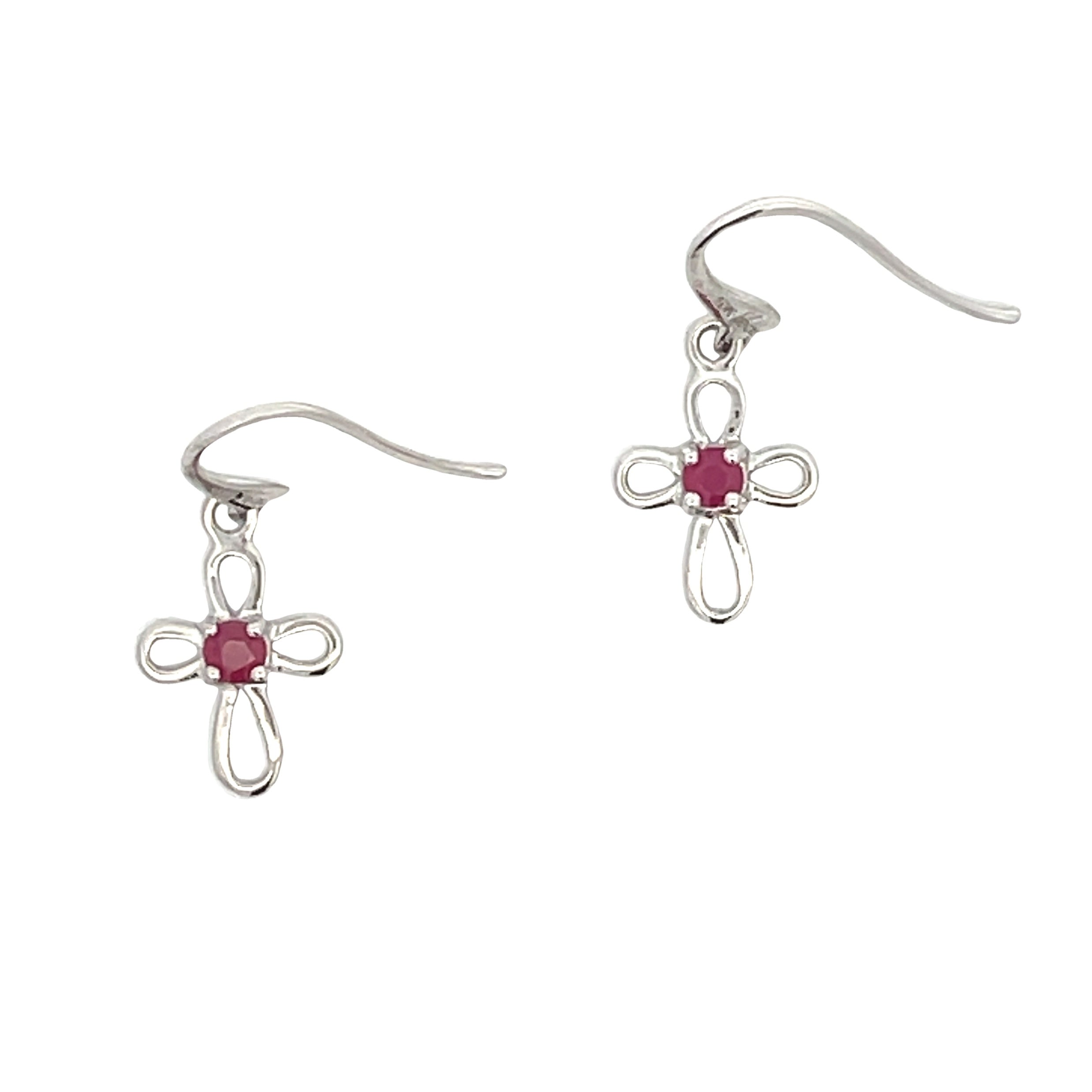 Natural .32ct Ruby Cross Earrings 10KT White Gold by Bids.com