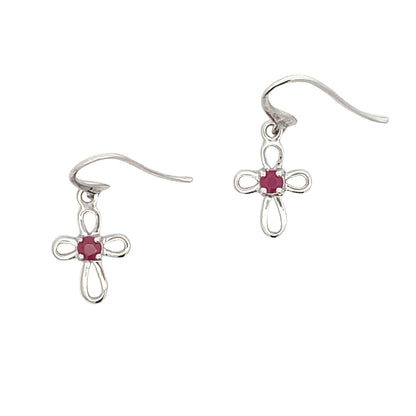 Natural .32ct Ruby Cross Earrings 10KT White Gold by Bids.com