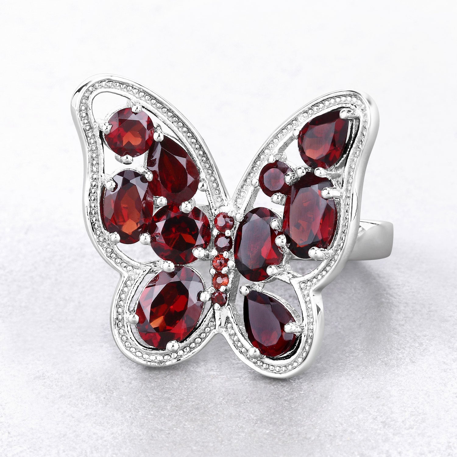 5.19 Carat Genuine Garnet .925 Sterling Silver Ring  DestGlow