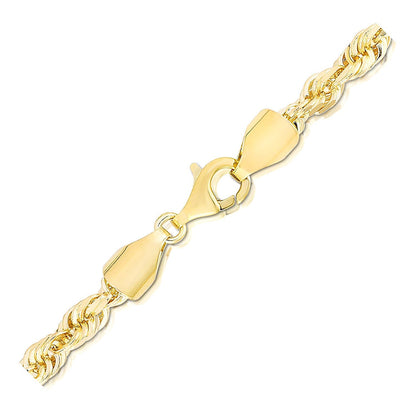 5.0mm 14k Yellow Gold Solid Diamond Cut Rope Bracelet by Bids.com