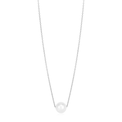 14k White Gold Pearl Solitaire Necklace by Bids.com