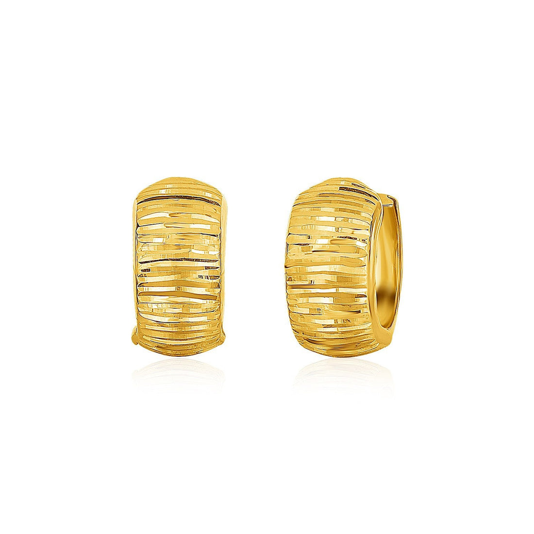 14k Yellow Gold Diamond Cut Hoop Design Earrings by Bids.com
