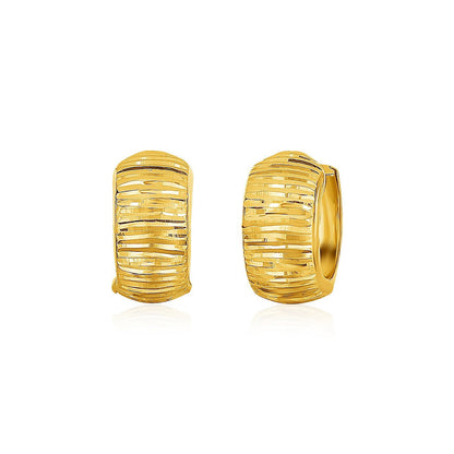 14k Yellow Gold Diamond Cut Hoop Design Earrings by Bids.com