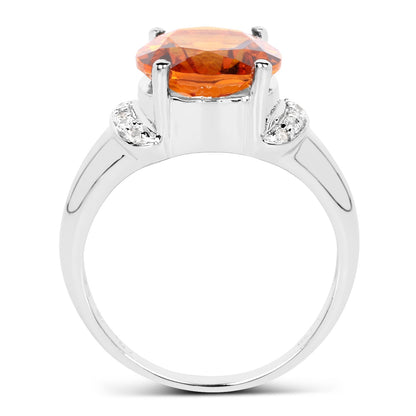 3.94 Carat Genuine Madeira Citrine &amp; White Topaz .925 Sterling Silver Ring by Bids.com