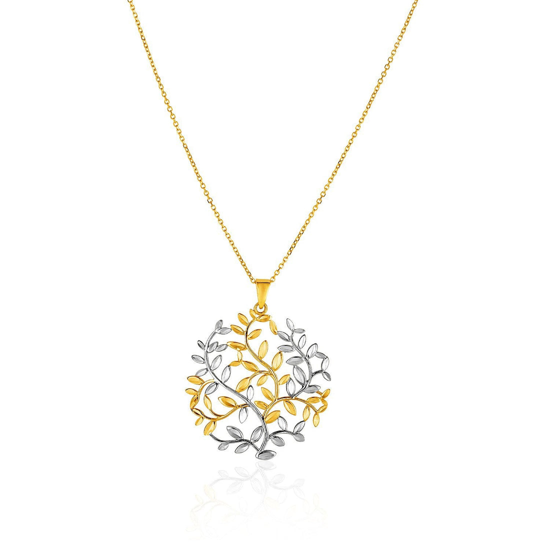 14k Two-Tone Yellow and White Gold Tree of Life Pendant by Bids.com