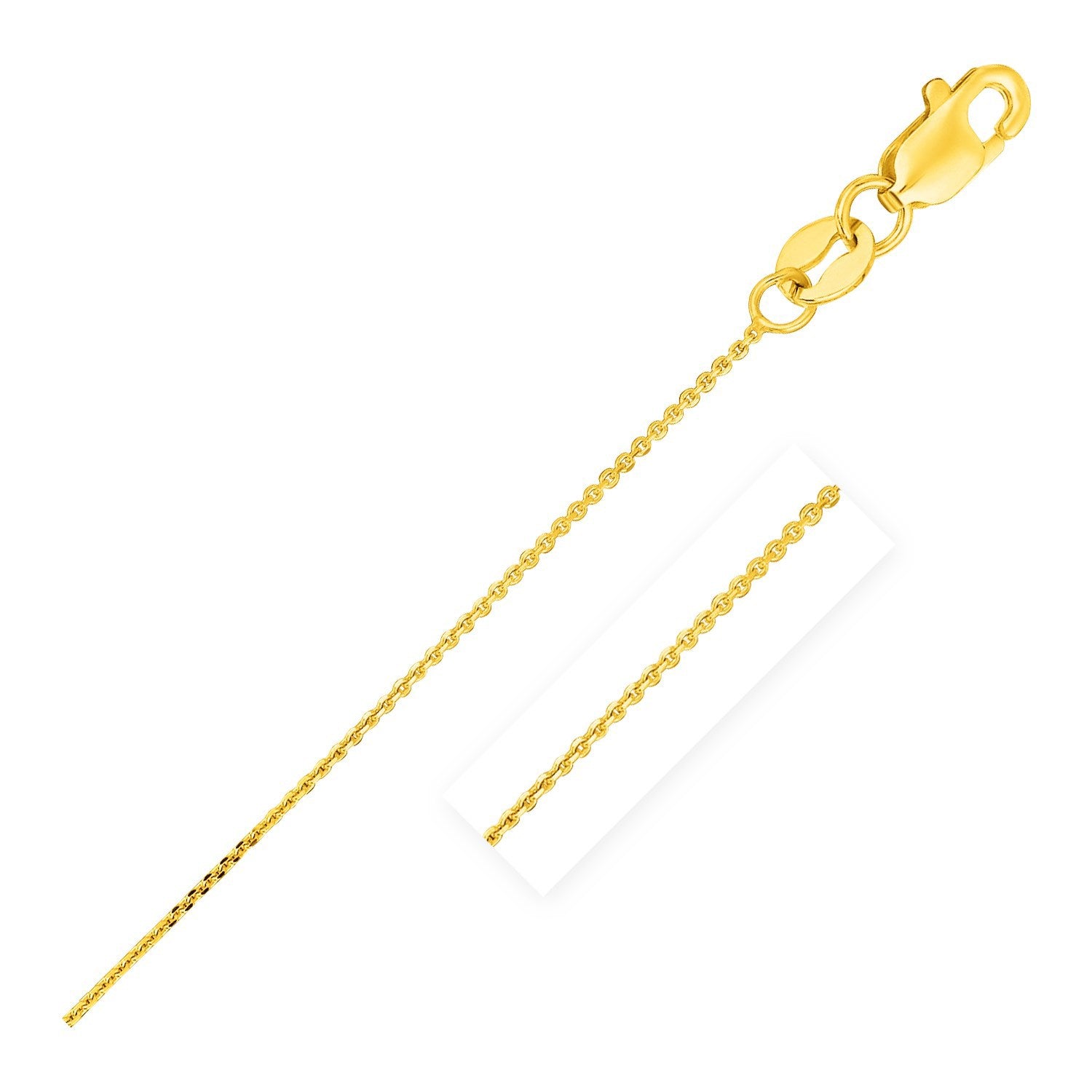 14k Yellow Gold Cable Link Chain 0.5mm  DestGlow