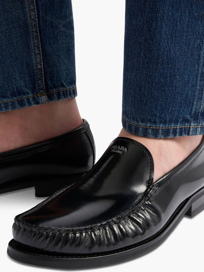 Prada Men Brushed Leather Loafers by Luosophy