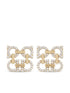 Ferragamo Women Crystal Embellished Four Gancini Clip On Earrings by Luosophy