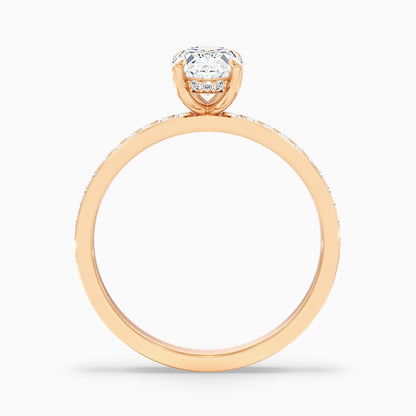 Cora 5 Carat Oval Hidden Halo Pave Lab Grown Engagement Ring in 14k Yellow Gold