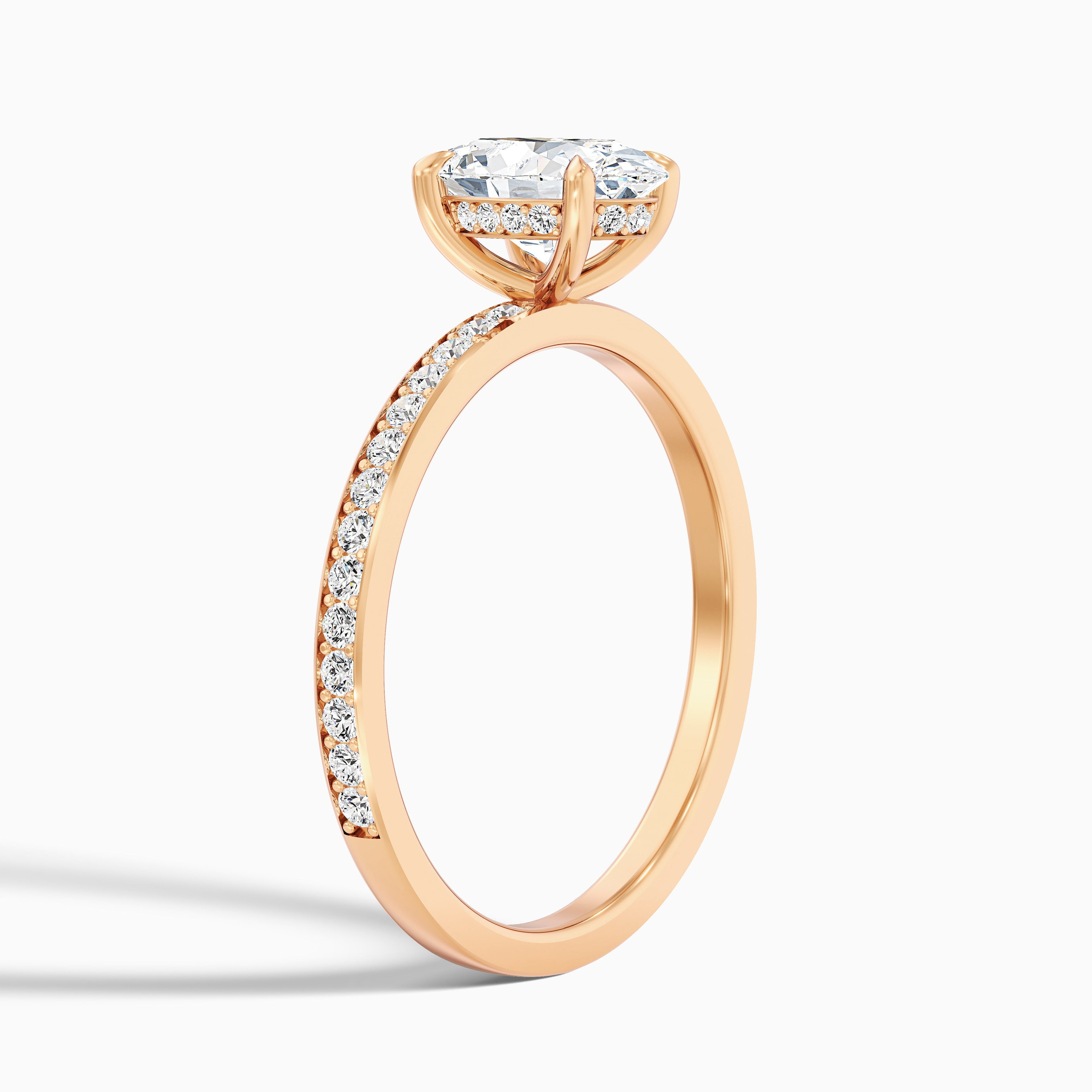 Cora 5 Carat Oval Hidden Halo Pave Lab Grown Engagement Ring in 14k Yellow Gold