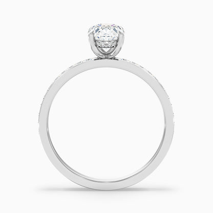 Cora 1.5 Carat Oval Hidden Halo Pave Lab Grown Engagement Ring in 10k White Gold  DestGlow