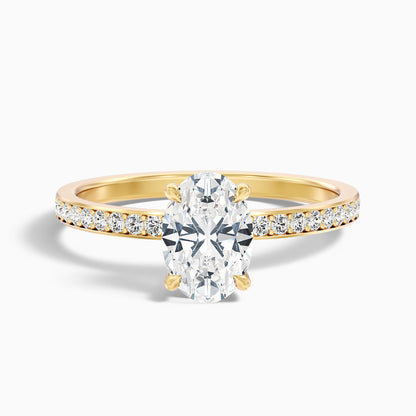 Cora 1.5 Carat Oval Hidden Halo Pave Lab Grown Engagement Ring in 10k Yellow Gold  DestGlow