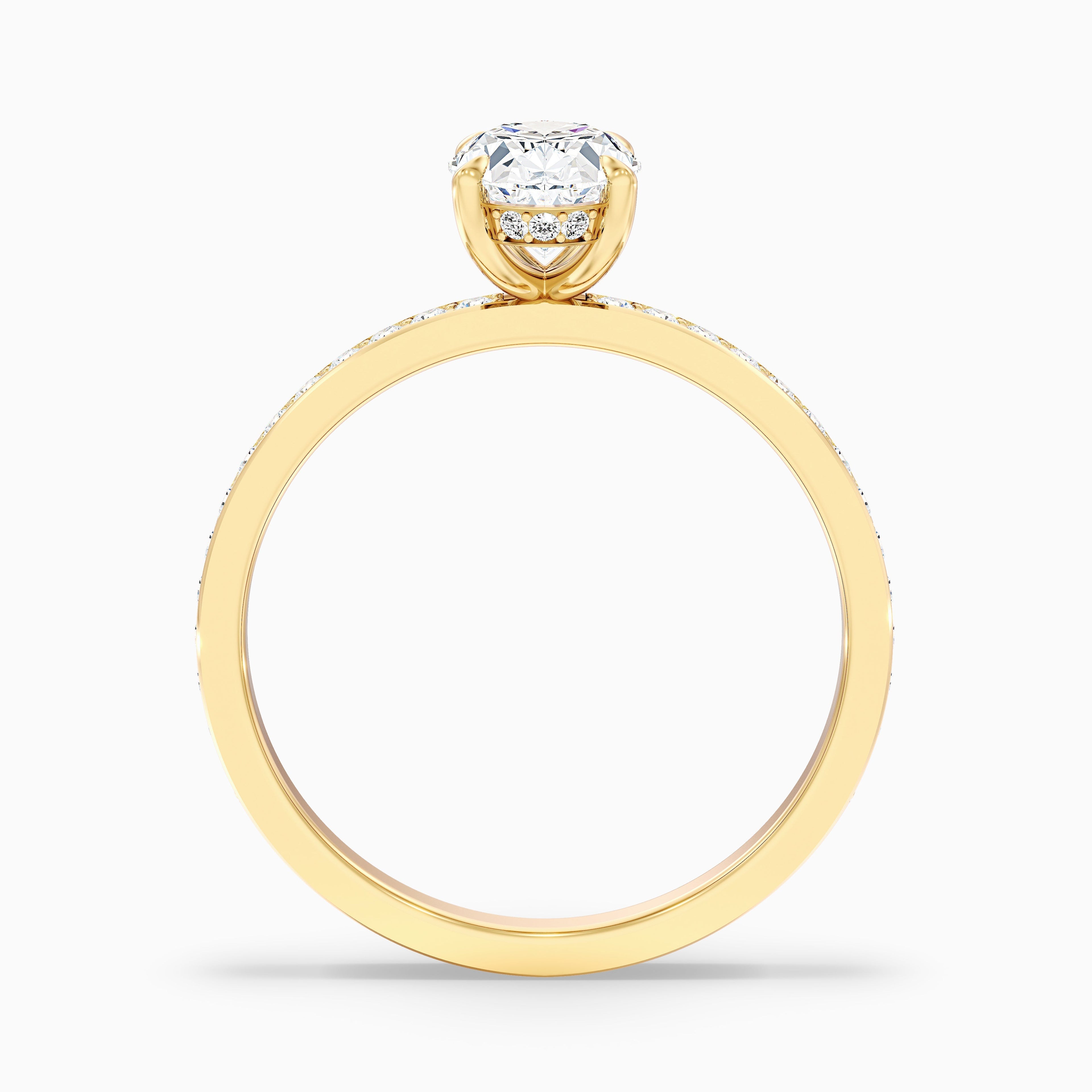 Kara 2 Carat Oval Hidden Halo Pave Moissanite Diamond Ring in 10k White Gold