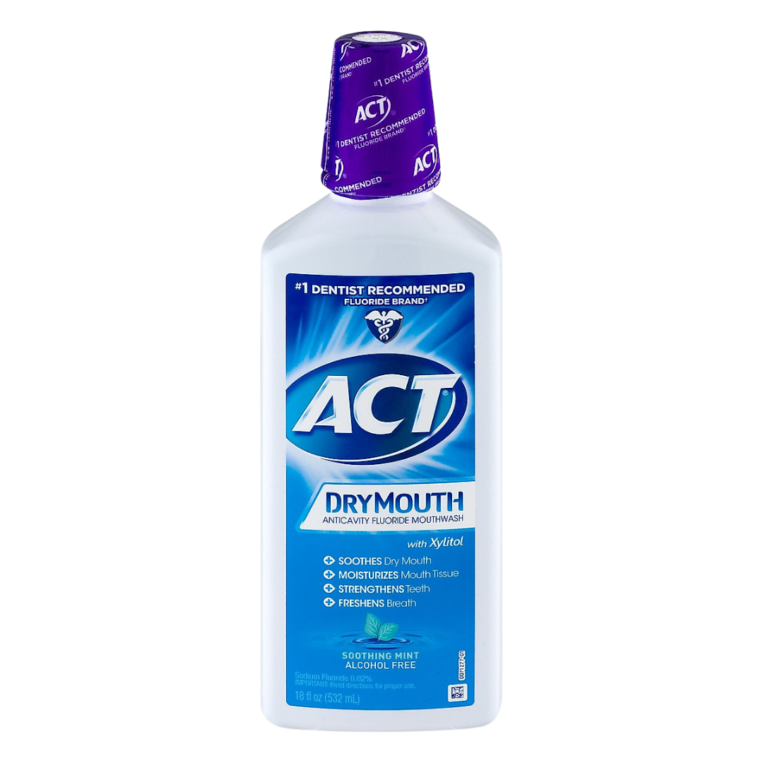 ACT Dry Mouth Anticavity Fluoride Mouthwash Soothing Mint (18oz) by Farmacias Savia