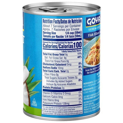 Leche de Coco GOYA  sin Endulzar para Cocinar y Hornear| 13.5 fl oz  DestGlow