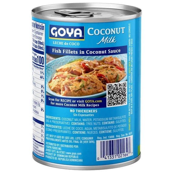 Leche de Coco GOYA  sin Endulzar para Cocinar y Hornear| 13.5 fl oz  DestGlow