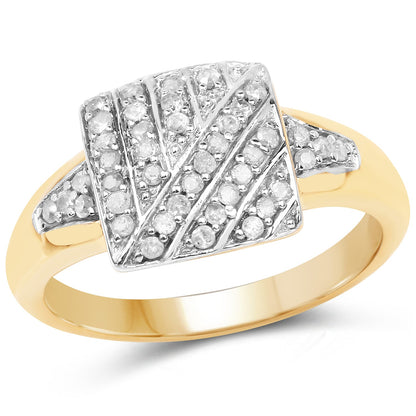 14K Yellow Gold Plated 0.23 Carat Genuine White Diamond .925 Sterling Silver Ring by Bids.com