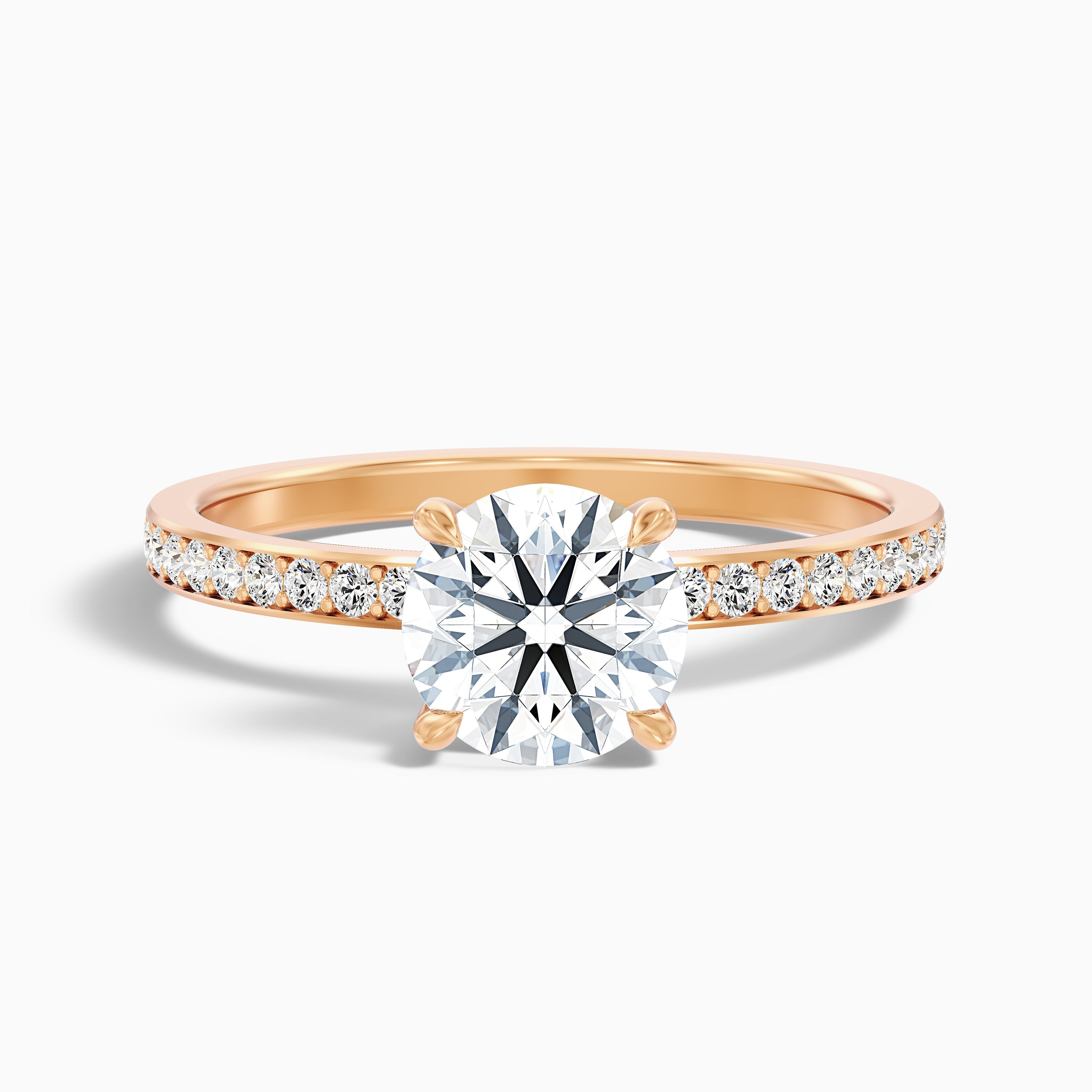 Cris 1 Carat Round Hidden Halo Pave Lab Grown Engagement Ring in 14k White Gold  DestGlow