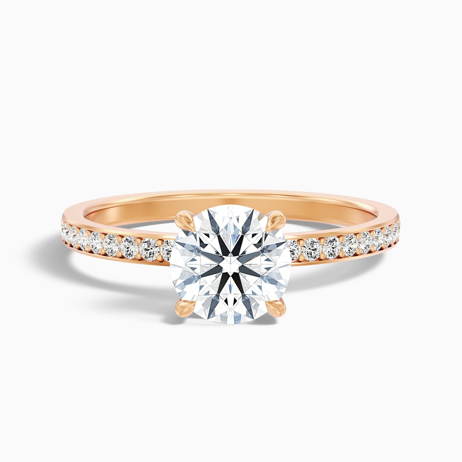Cris 2.5 Carat Round Hidden Halo Pave Lab Grown Engagement Ring in 14k Rose Gold  DestGlow