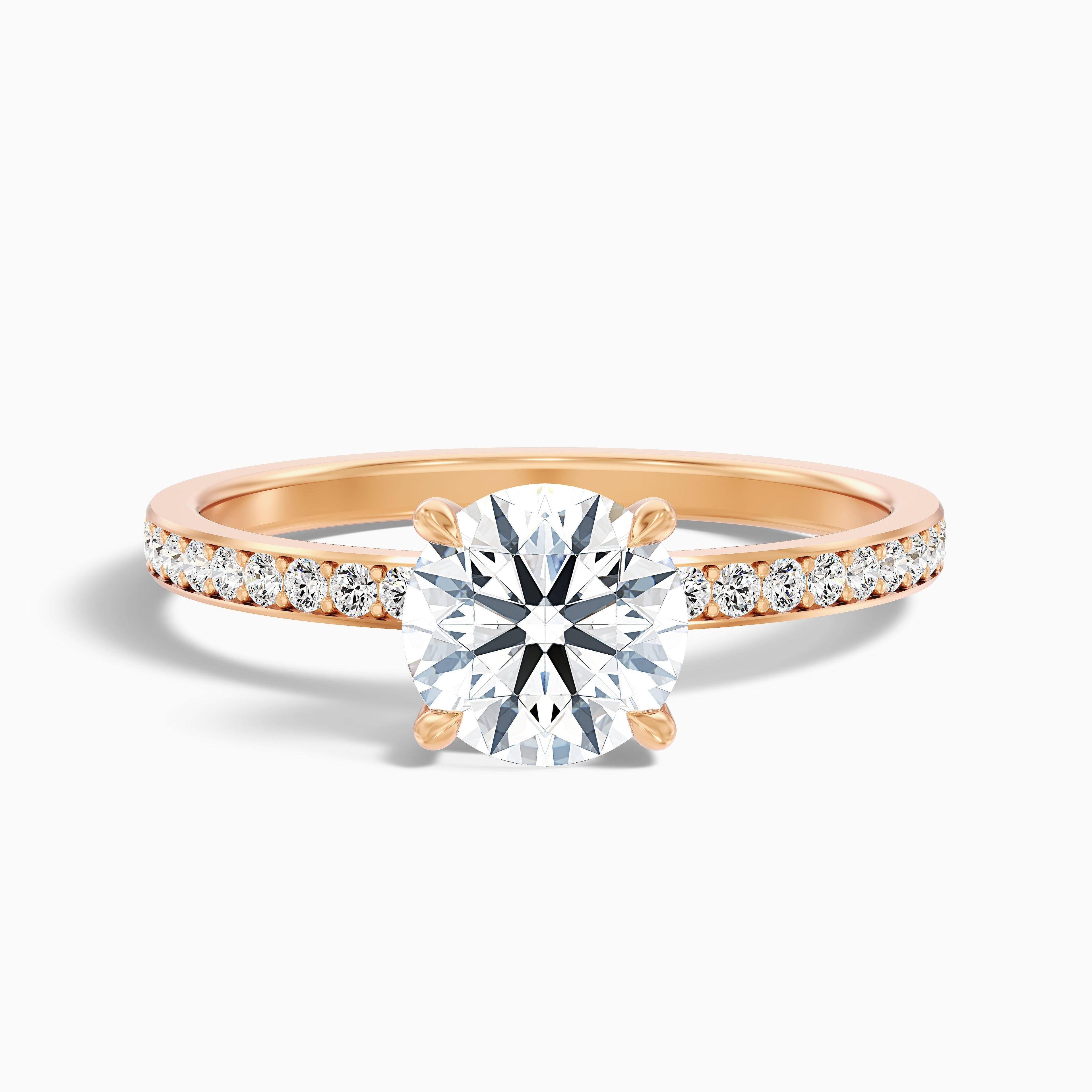 Cris 1 Carat Round Hidden Halo Pave Lab Grown Engagement Ring in 10k Rose Gold  DestGlow